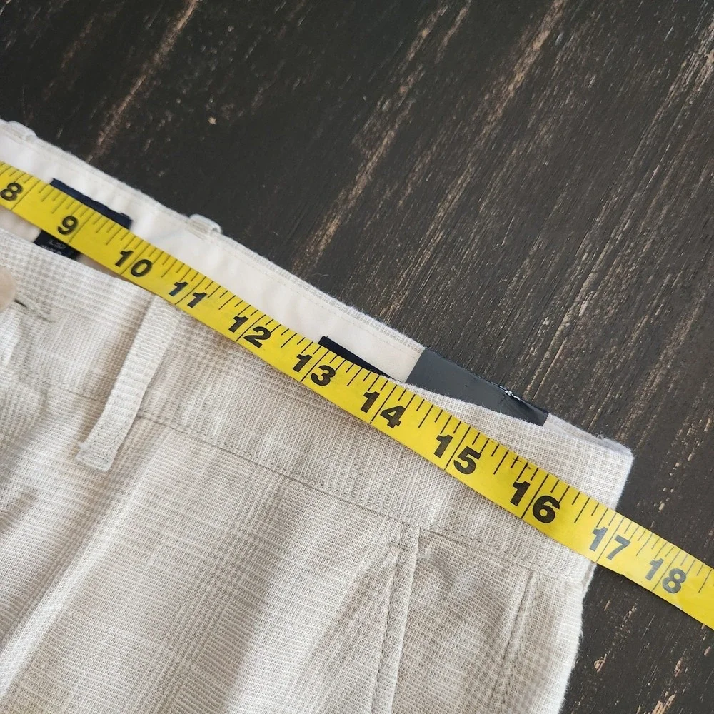 J.Crew Mens 33x32 Classic Fit Linen Trouser Beige‎ Glen Check Plaid Pants NWT